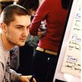 Student at a flip chart